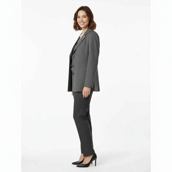 Nwt $90 THE DYANNA B Sz 22W Striped Gray Button Down Career Jacket Made In USA - Picture 2 of 5